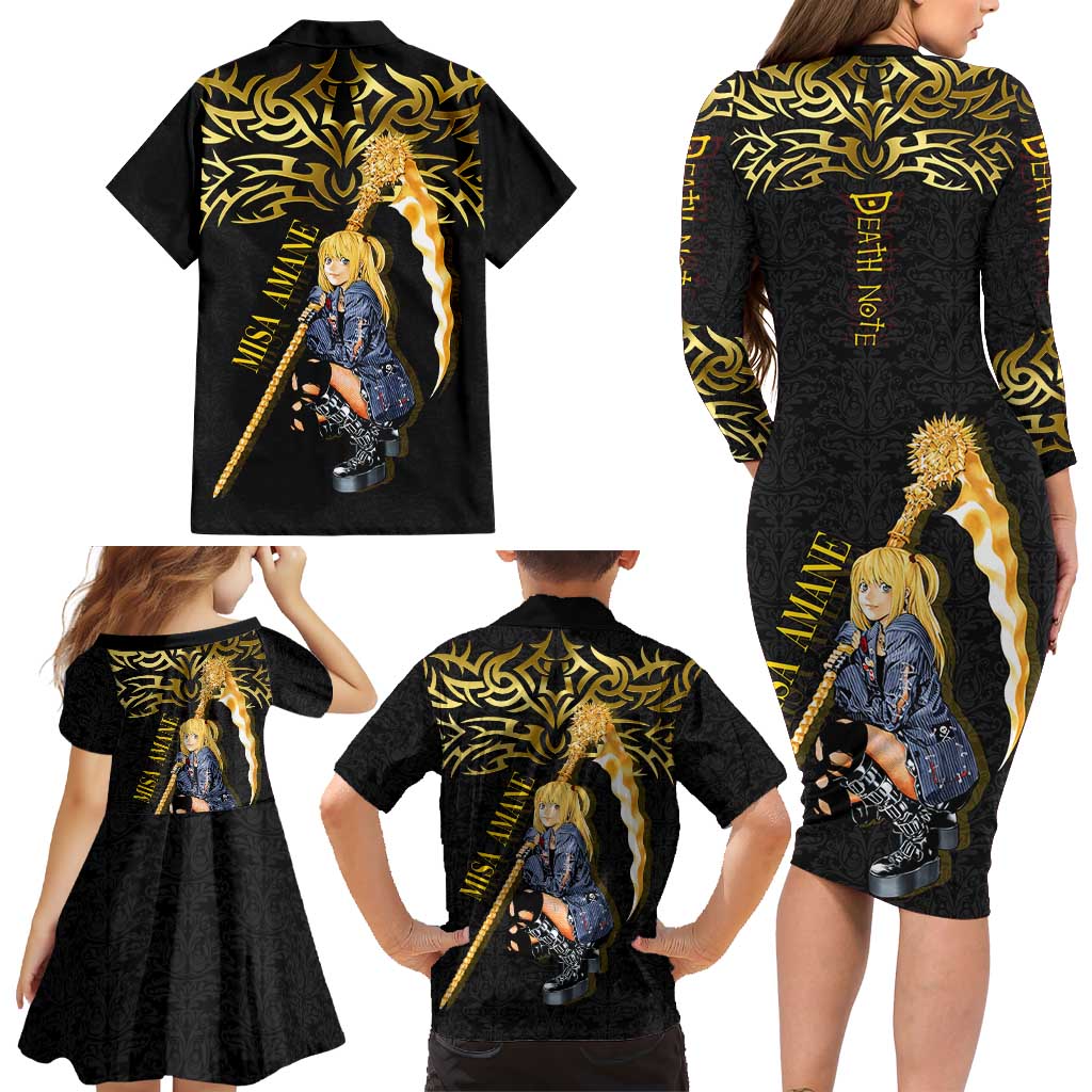 Misa Amane Death Note Family Matching Long Sleeve Bodycon Dress and Hawaiian Shirt Misa Amane from Death Note - Dark Diva with a Blade