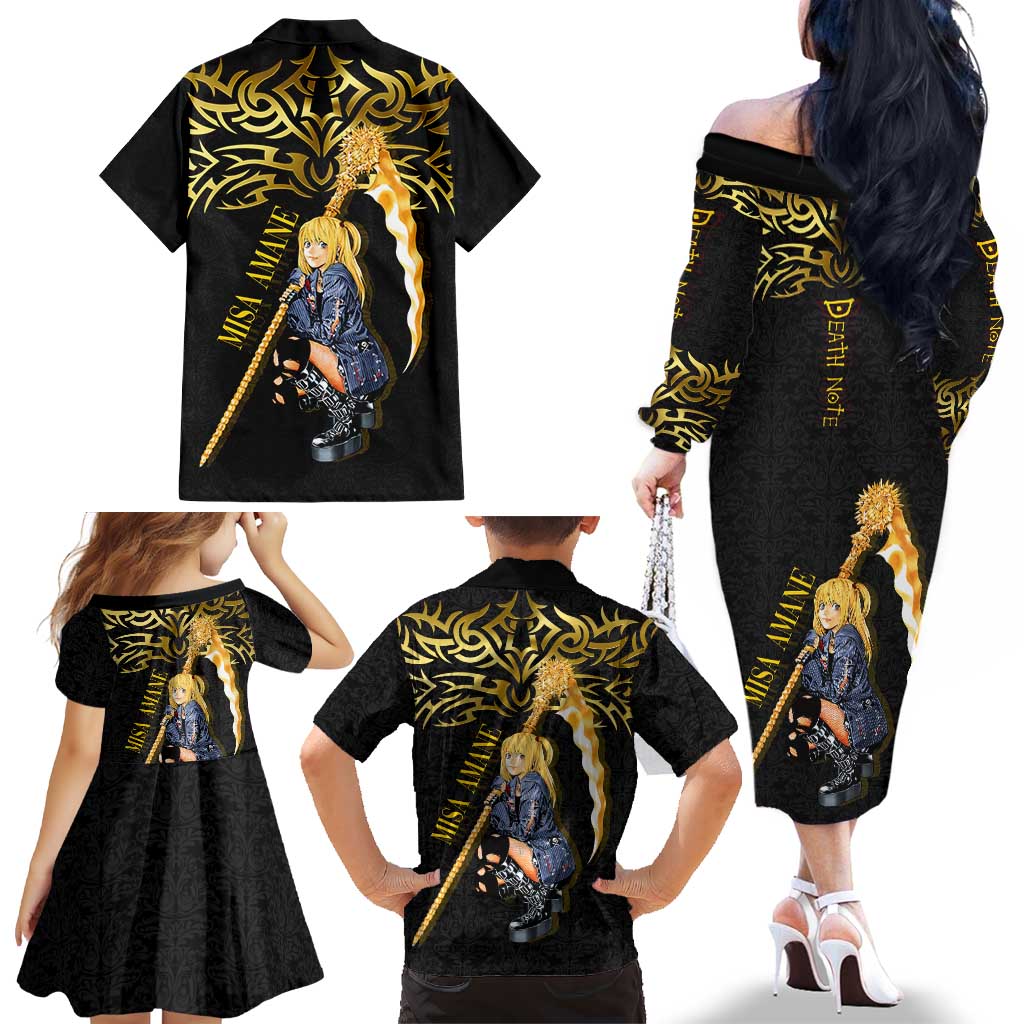 Misa Amane Death Note Family Matching Off The Shoulder Long Sleeve Dress and Hawaiian Shirt Misa Amane from Death Note - Dark Diva with a Blade