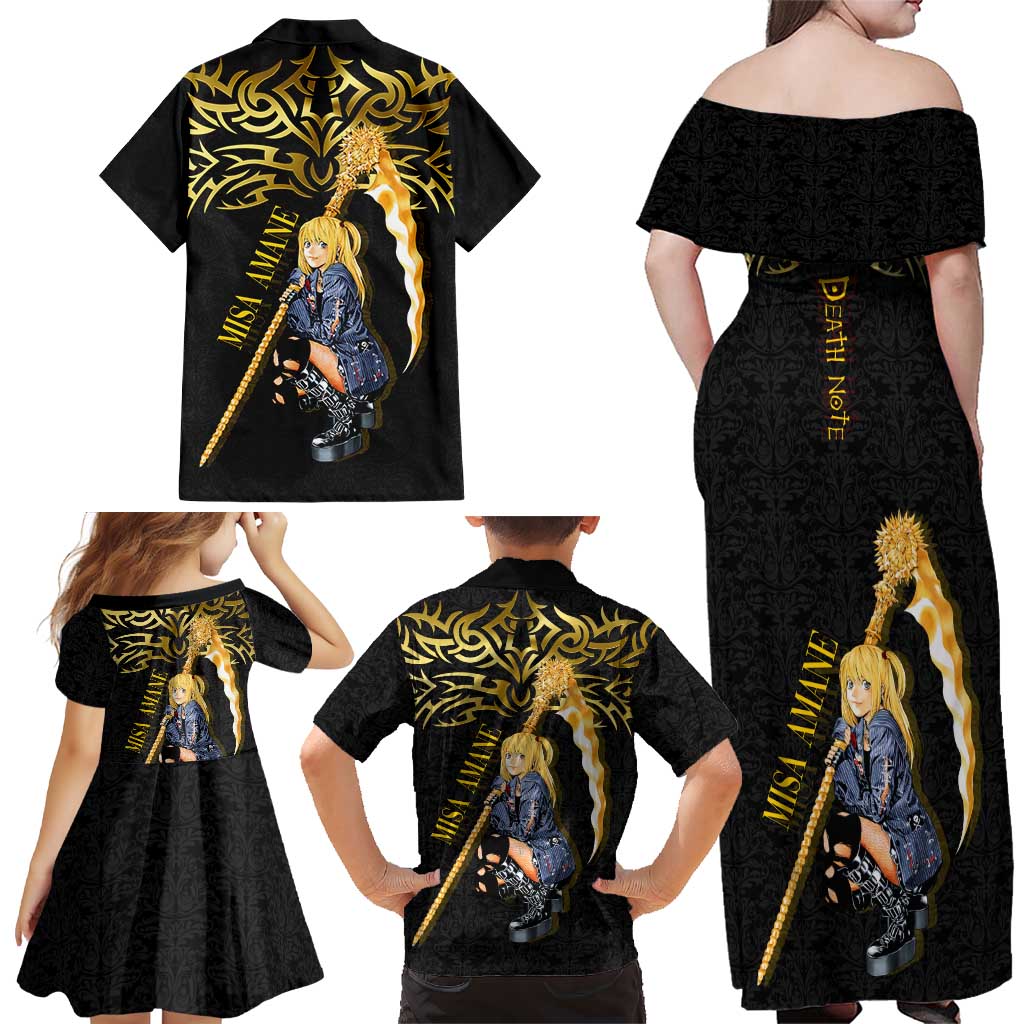Misa Amane Death Note Family Matching Off Shoulder Maxi Dress and Hawaiian Shirt Misa Amane from Death Note - Dark Diva with a Blade