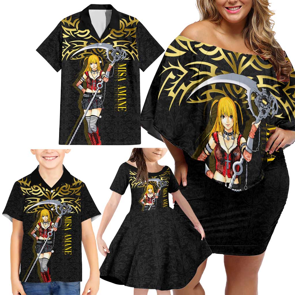 Misa Amane Death Note Family Matching Off Shoulder Short Dress and Hawaiian Shirt Misa Amane from Death Note - Dark Diva with a Blade