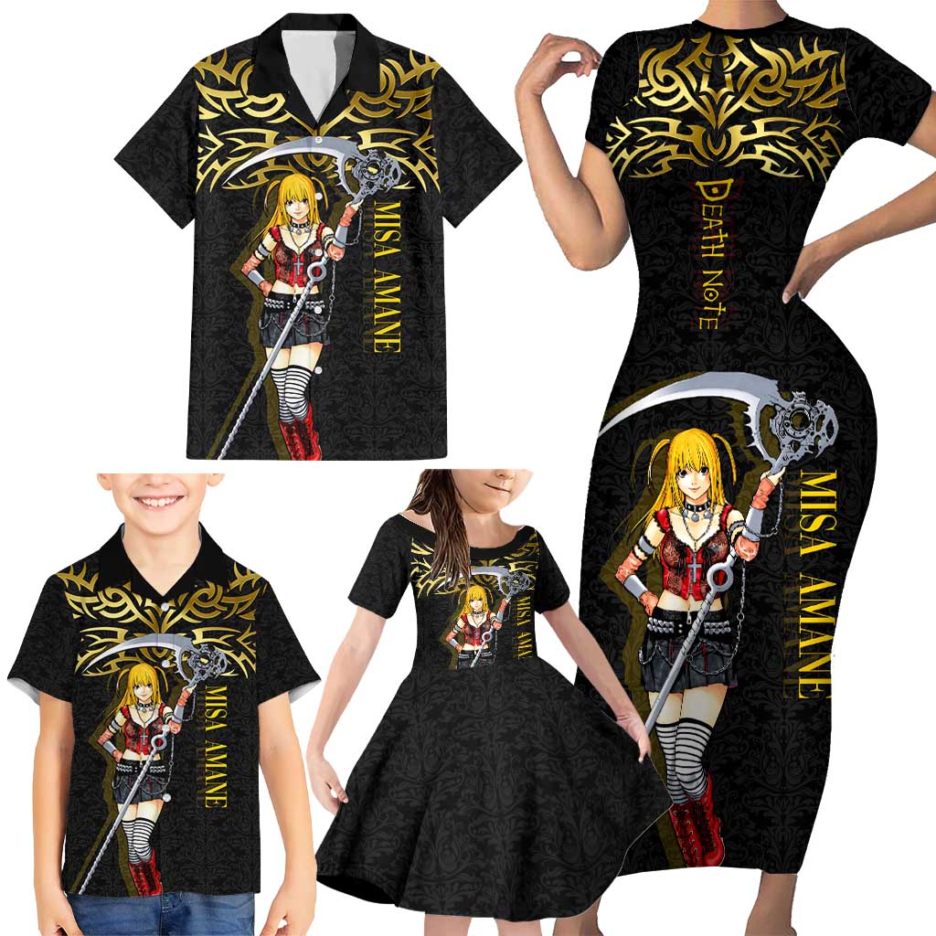 Misa Amane Death Note Family Matching Short Sleeve Bodycon Dress and Hawaiian Shirt Misa Amane from Death Note - Dark Diva with a Blade