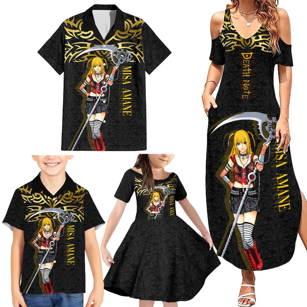 Misa Amane Death Note Family Matching Summer Maxi Dress and Hawaiian Shirt Misa Amane from Death Note - Dark Diva with a Blade