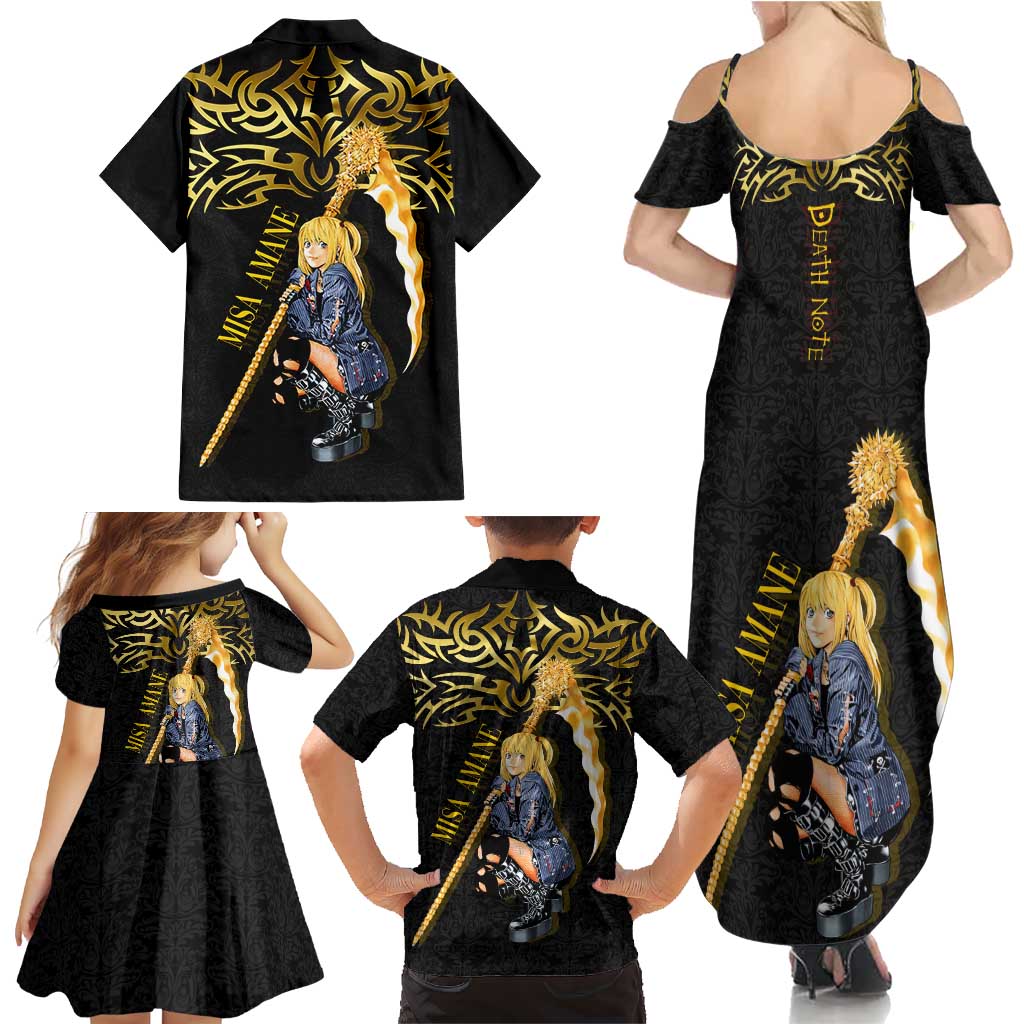 Misa Amane Death Note Family Matching Summer Maxi Dress and Hawaiian Shirt Misa Amane from Death Note - Dark Diva with a Blade