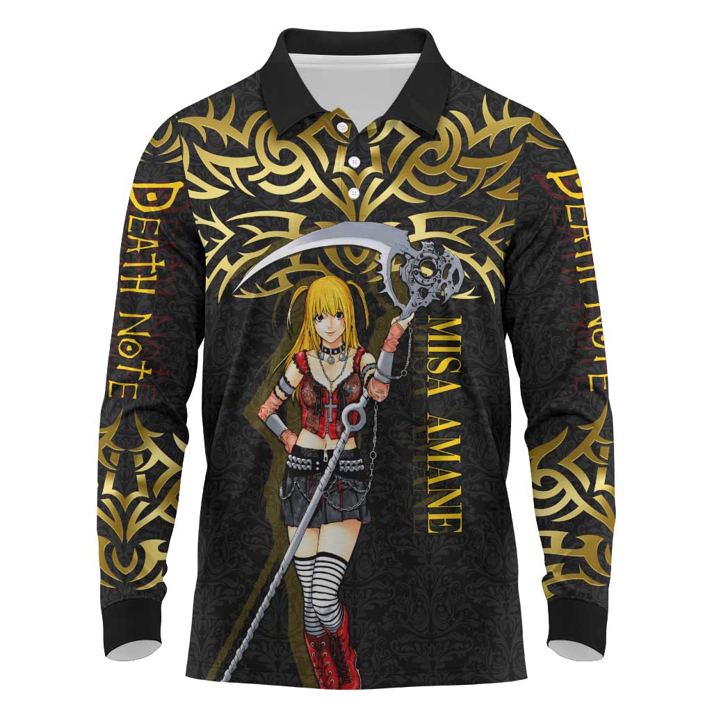 Misa Amane Death Note Long Sleeve Polo Shirt Misa Amane from Death Note - Dark Diva with a Blade