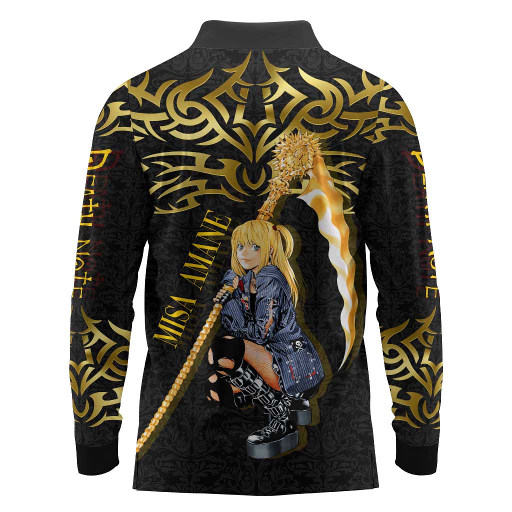 Misa Amane Death Note Long Sleeve Polo Shirt Misa Amane from Death Note - Dark Diva with a Blade