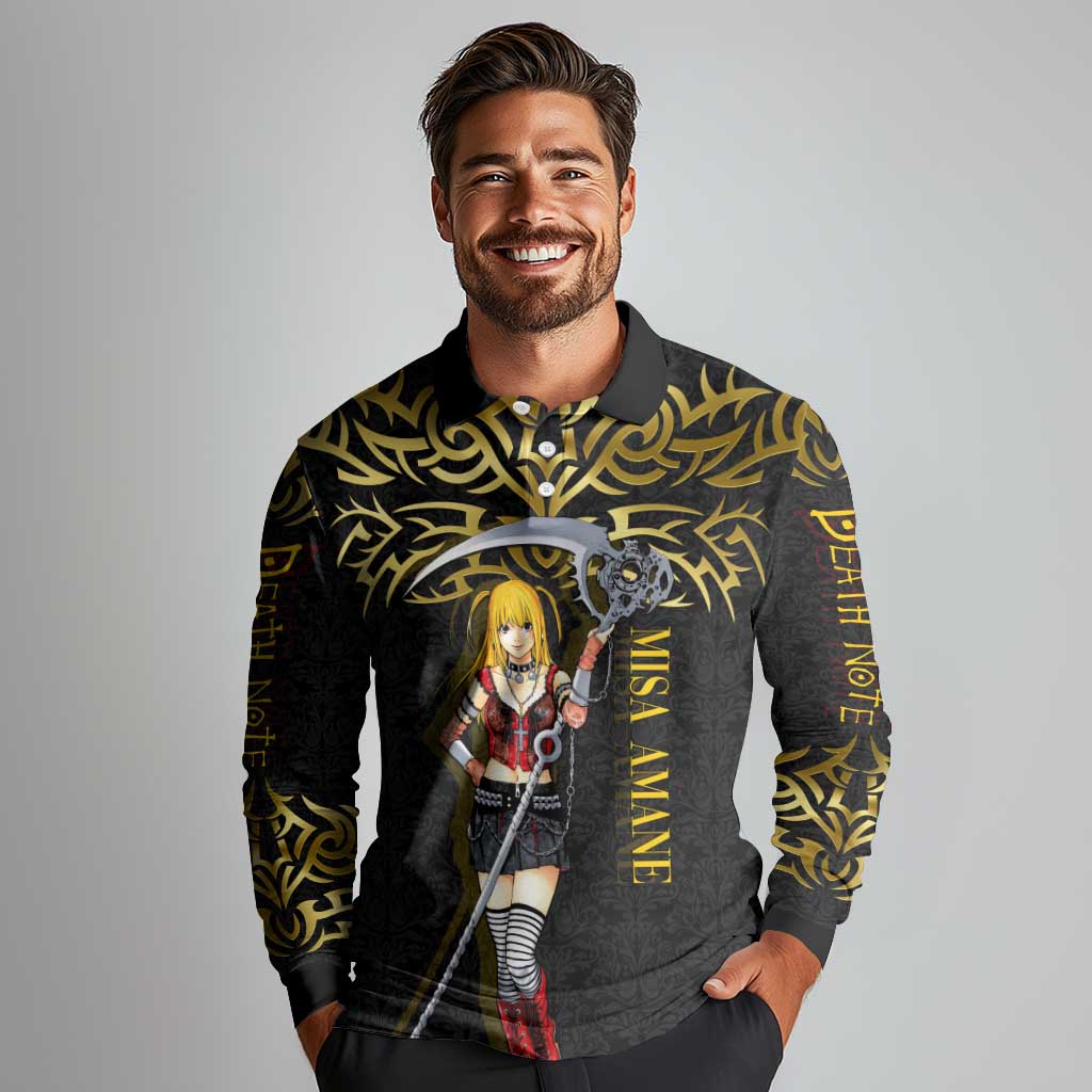 Misa Amane Death Note Long Sleeve Polo Shirt Misa Amane from Death Note - Dark Diva with a Blade