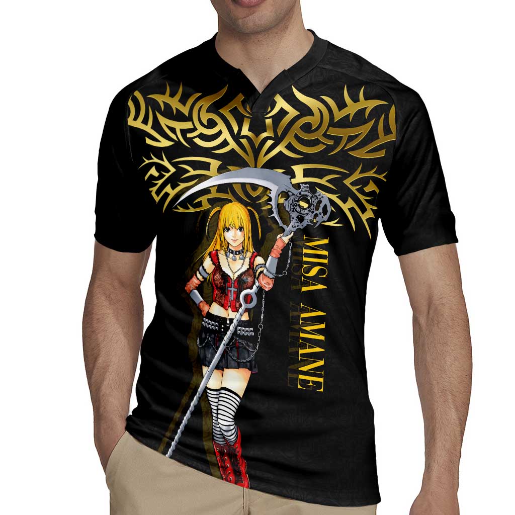 Misa Amane Death Note Rugby Jersey Misa Amane from Death Note - Dark Diva with a Blade