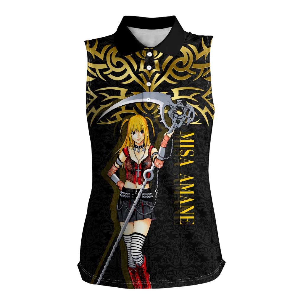 Misa Amane Death Note Women Sleeveless Polo Shirt Misa Amane from Death Note - Dark Diva with a Blade