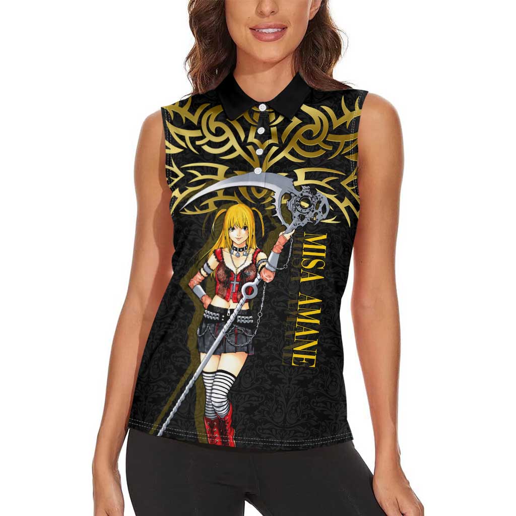 Misa Amane Death Note Women Sleeveless Polo Shirt Misa Amane from Death Note - Dark Diva with a Blade