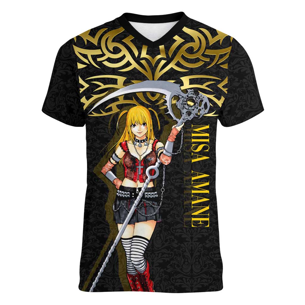 Misa Amane Death Note Women V-Neck T-Shirt Misa Amane from Death Note - Dark Diva with a Blade