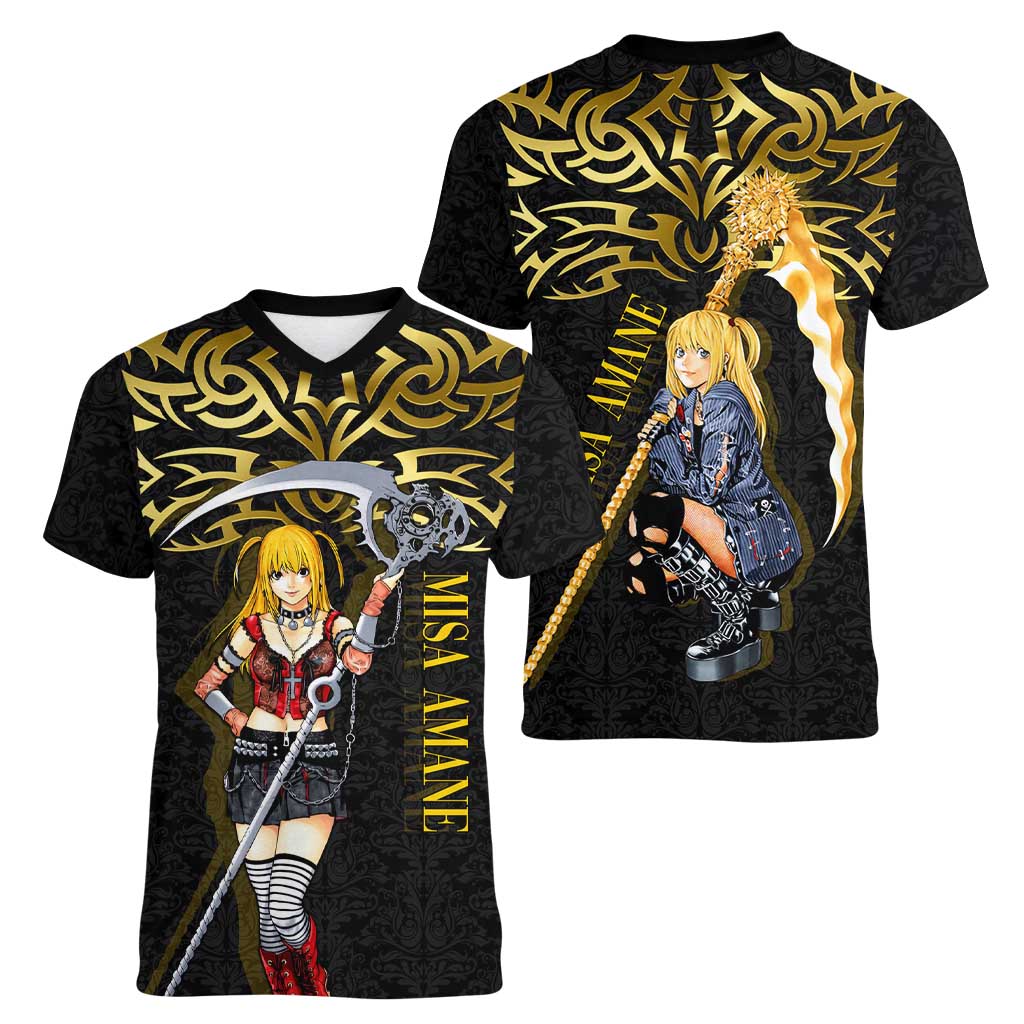 Misa Amane Death Note Women V-Neck T-Shirt Misa Amane from Death Note - Dark Diva with a Blade