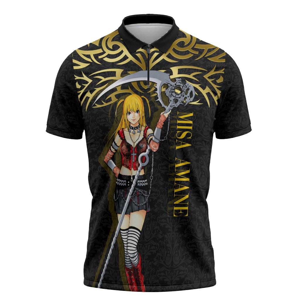 Misa Amane Death Note Zipper Polo Shirt Misa Amane from Death Note - Dark Diva with a Blade