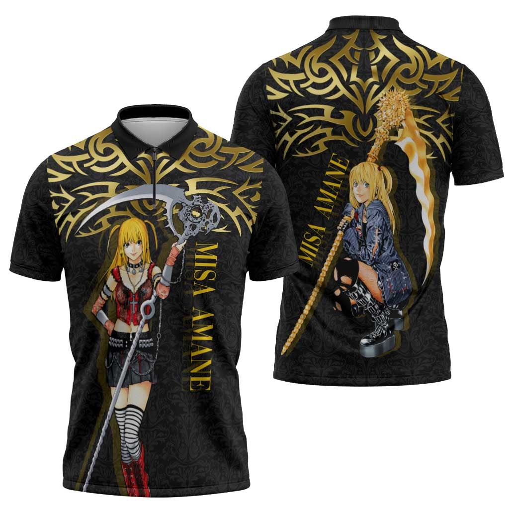 Misa Amane Death Note Zipper Polo Shirt Misa Amane from Death Note - Dark Diva with a Blade