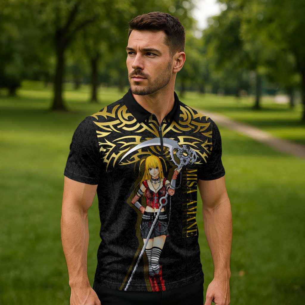 Misa Amane Death Note Zipper Polo Shirt Misa Amane from Death Note - Dark Diva with a Blade