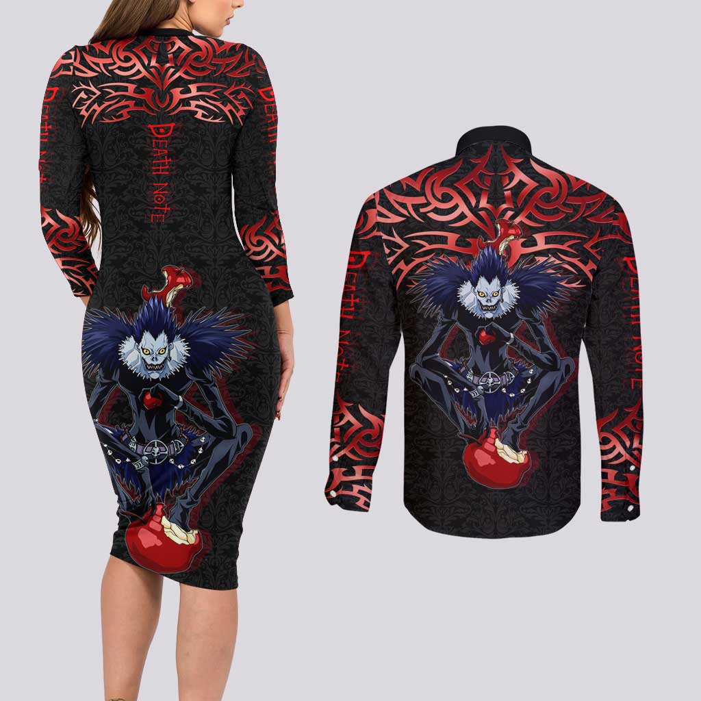 Ryuk Death Note Couples Matching Long Sleeve Bodycon Dress and Long Sleeve Button Shirt Death Note's Ryuk - Chaos, Apples & Darkness
