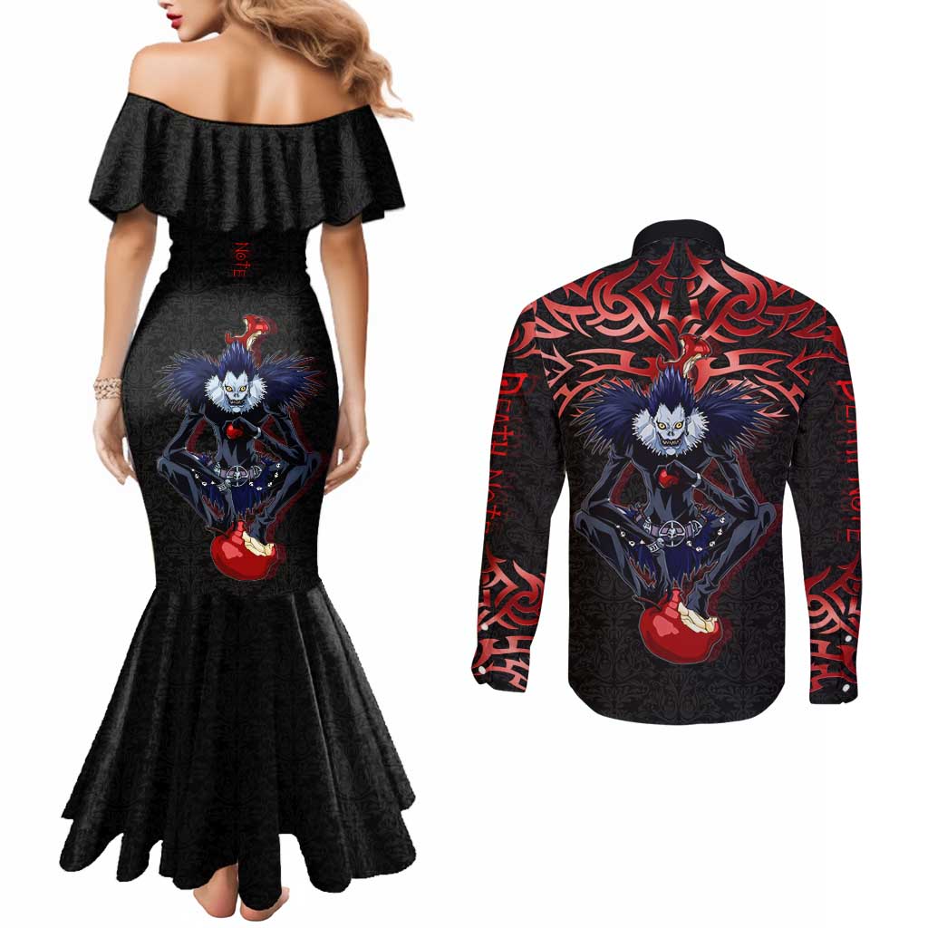 Ryuk Death Note Couples Matching Mermaid Dress and Long Sleeve Button Shirt Death Note's Ryuk - Chaos, Apples & Darkness