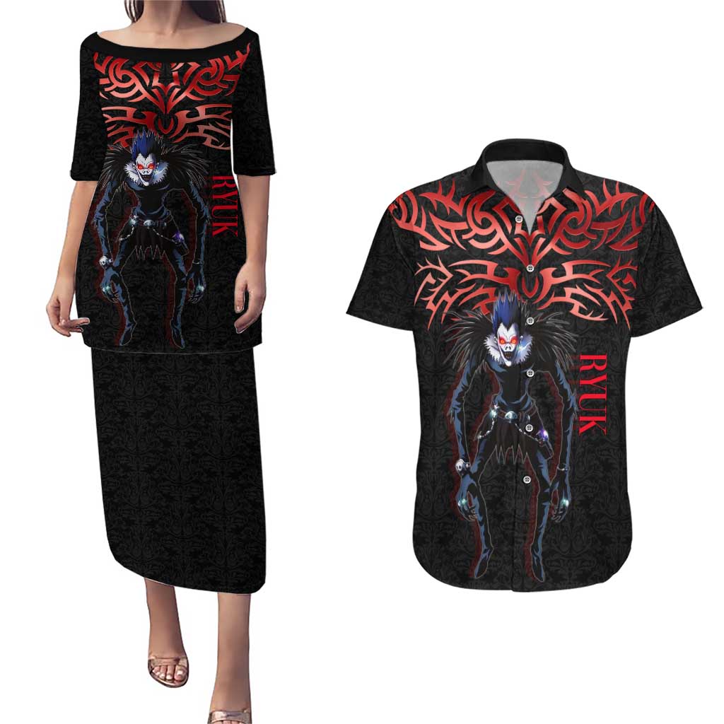 Ryuk Death Note Couples Matching Puletasi and Hawaiian Shirt Death Note's Ryuk - Chaos, Apples & Darkness