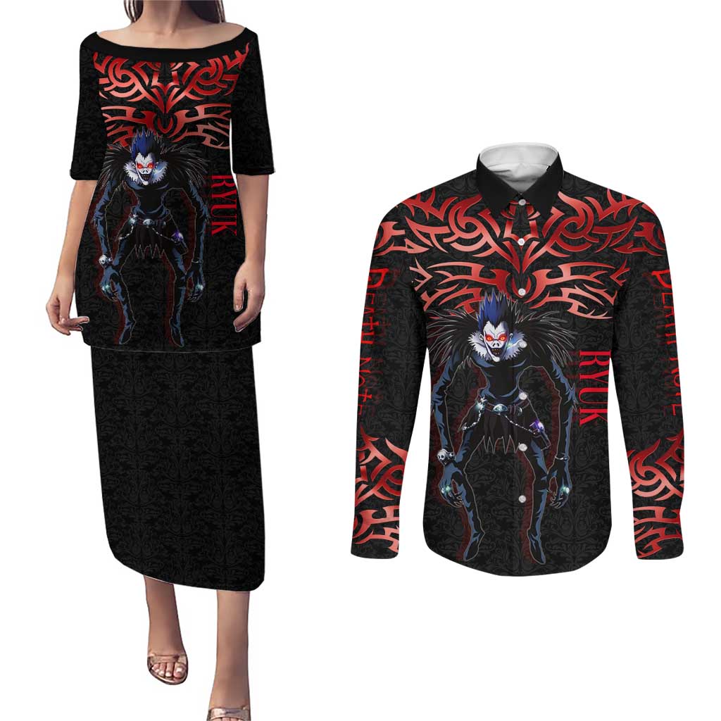 Ryuk Death Note Couples Matching Puletasi and Long Sleeve Button Shirt Death Note's Ryuk - Chaos, Apples & Darkness