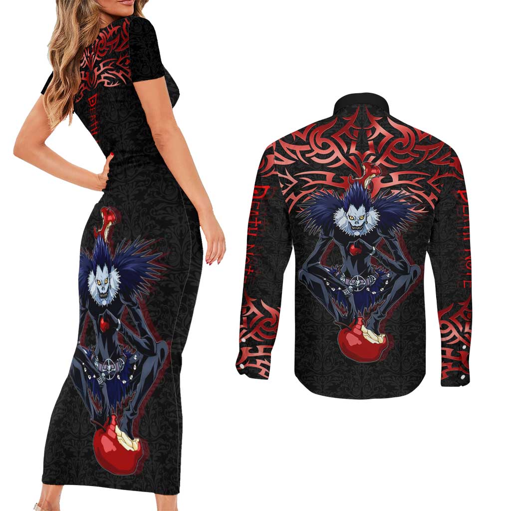 Ryuk Death Note Couples Matching Short Sleeve Bodycon Dress and Long Sleeve Button Shirt Death Note's Ryuk - Chaos, Apples & Darkness