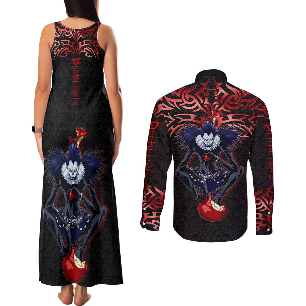 Ryuk Death Note Couples Matching Tank Maxi Dress and Long Sleeve Button Shirt Death Note's Ryuk - Chaos, Apples & Darkness