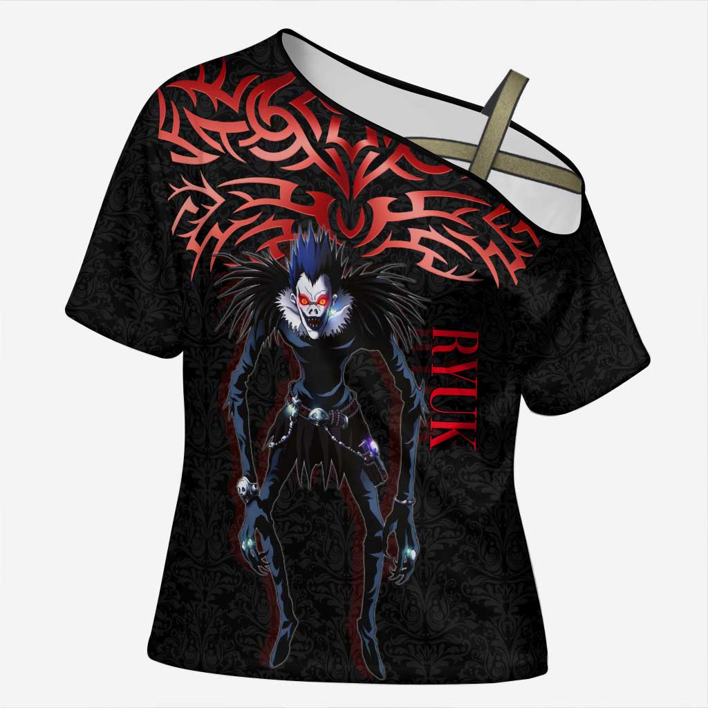 Ryuk Death Note Cross Shoulder Shirt Death Note's Ryuk - Chaos, Apples & Darkness