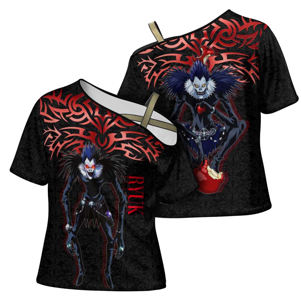 Ryuk Death Note Cross Shoulder Shirt Death Note's Ryuk - Chaos, Apples & Darkness
