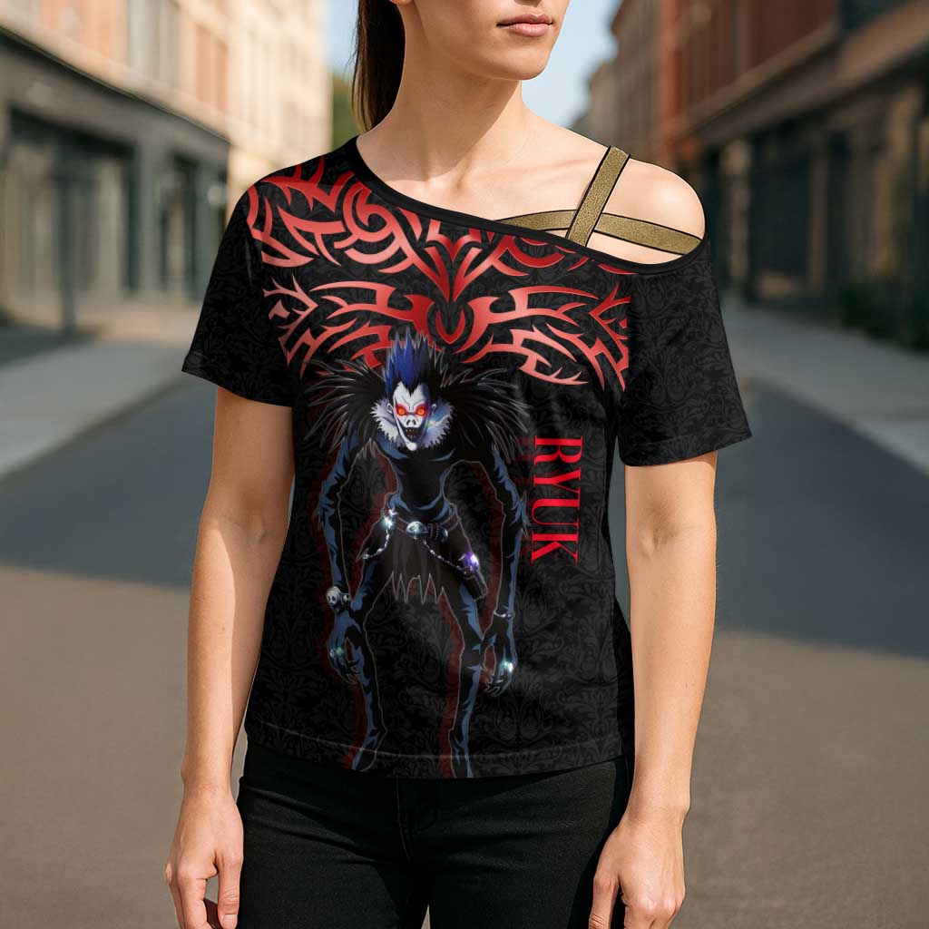 Ryuk Death Note Cross Shoulder Shirt Death Note's Ryuk - Chaos, Apples & Darkness