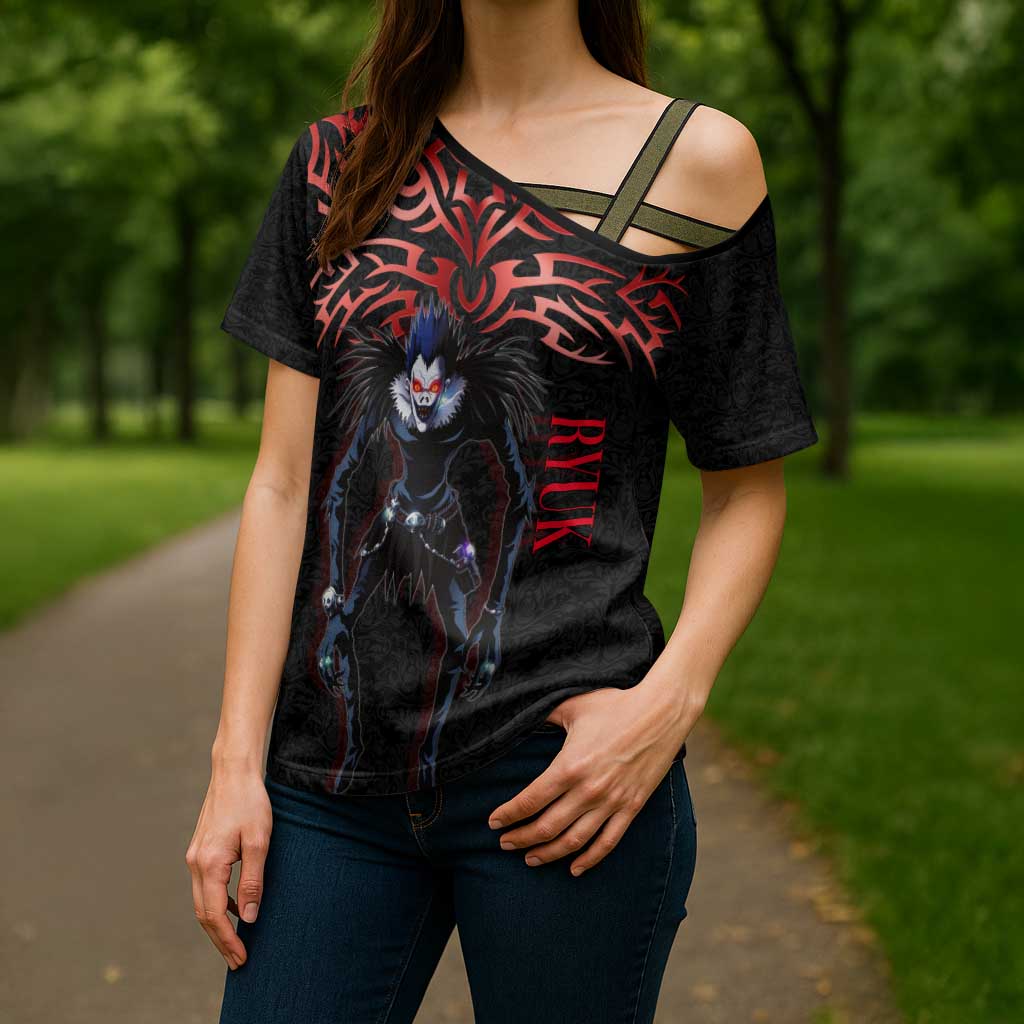 Ryuk Death Note Cross Shoulder Shirt Death Note's Ryuk - Chaos, Apples & Darkness
