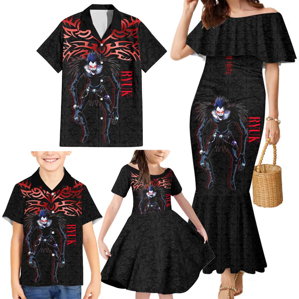 Ryuk Death Note Family Matching Mermaid Dress and Hawaiian Shirt Death Note's Ryuk - Chaos, Apples & Darkness