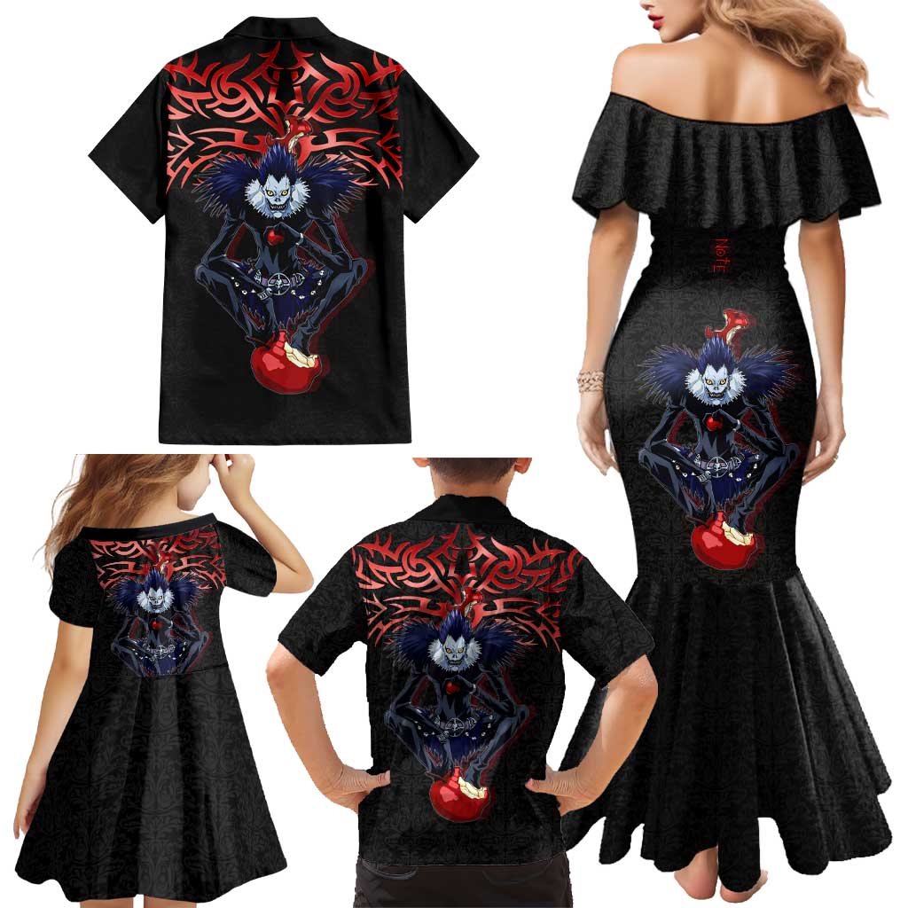 Ryuk Death Note Family Matching Mermaid Dress and Hawaiian Shirt Death Note's Ryuk - Chaos, Apples & Darkness
