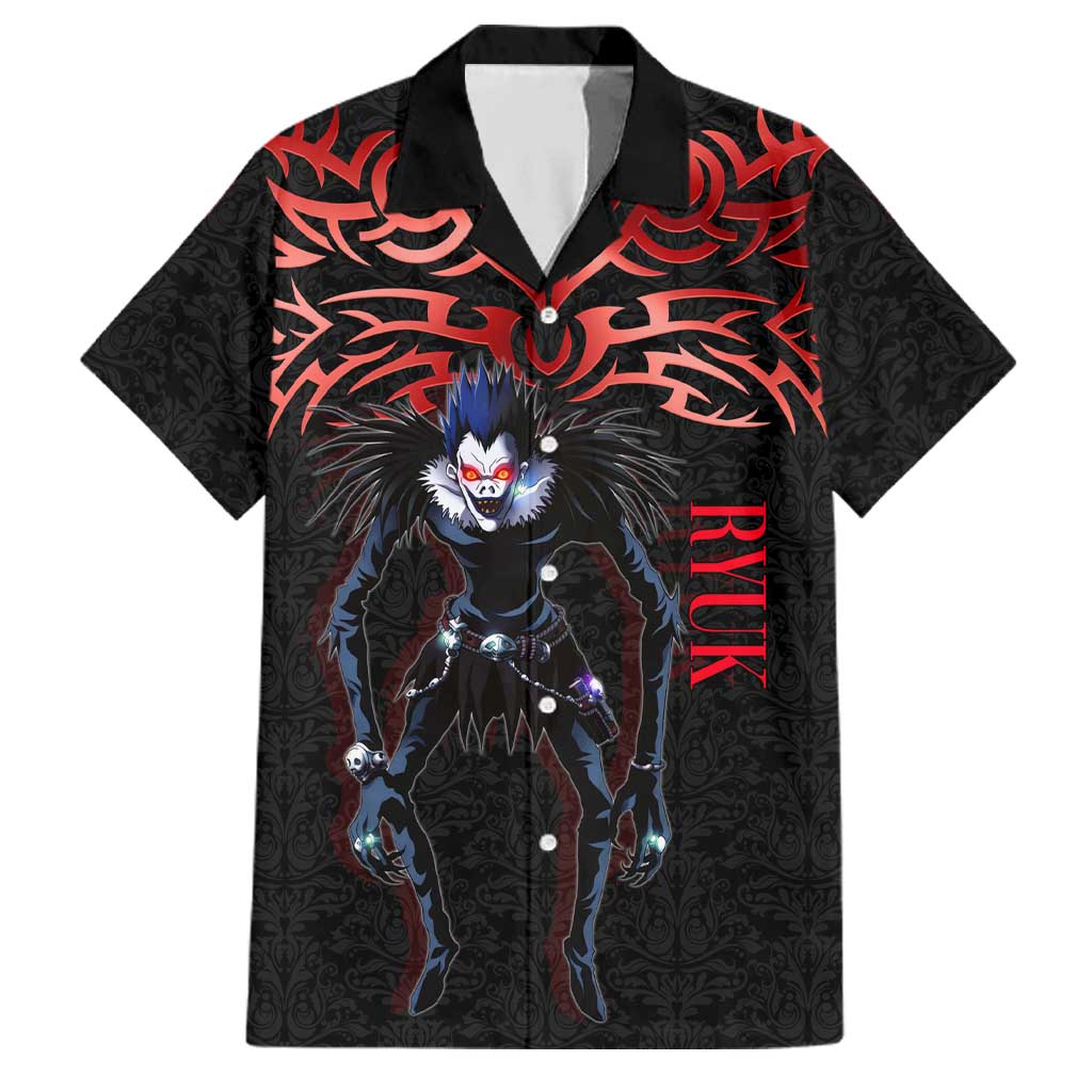 Ryuk Death Note Family Matching Off The Shoulder Long Sleeve Dress and Hawaiian Shirt Death Note's Ryuk - Chaos, Apples & Darkness