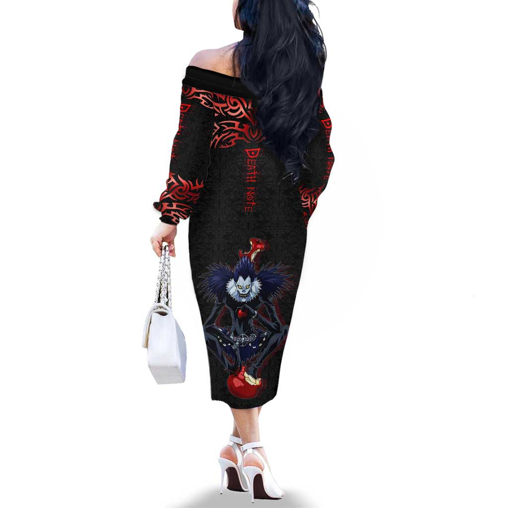 Ryuk Death Note Family Matching Off The Shoulder Long Sleeve Dress and Hawaiian Shirt Death Note's Ryuk - Chaos, Apples & Darkness