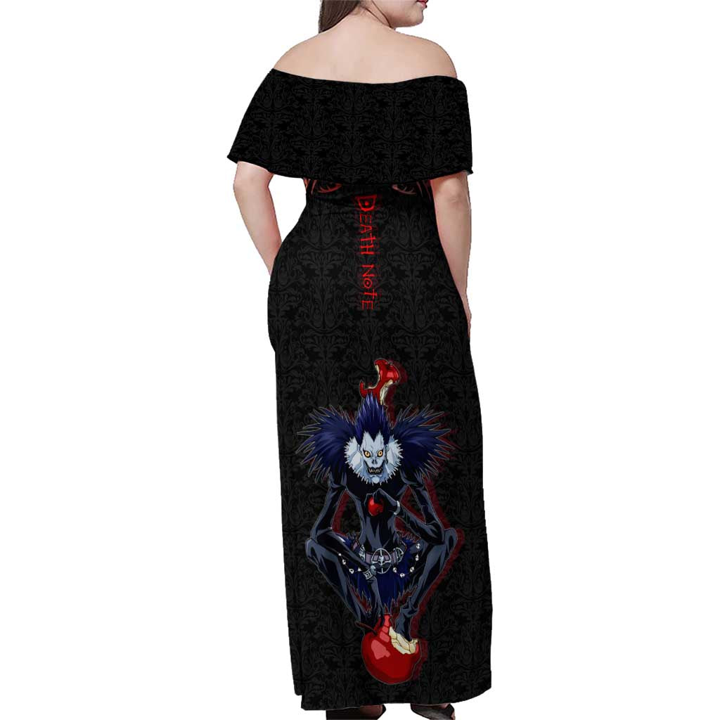 Ryuk Death Note Family Matching Off Shoulder Maxi Dress and Hawaiian Shirt Death Note's Ryuk - Chaos, Apples & Darkness