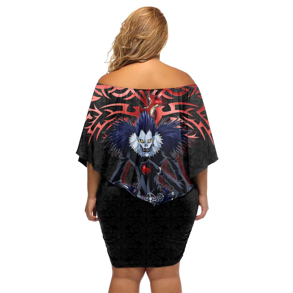 Ryuk Death Note Family Matching Off Shoulder Short Dress and Hawaiian Shirt Death Note's Ryuk - Chaos, Apples & Darkness