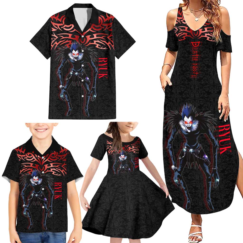 Ryuk Death Note Family Matching Summer Maxi Dress and Hawaiian Shirt Death Note's Ryuk - Chaos, Apples & Darkness