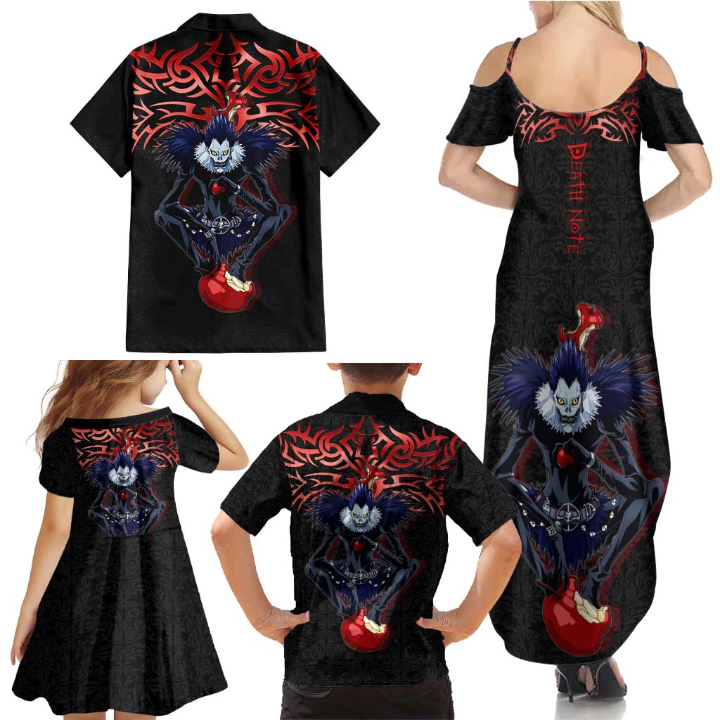 Ryuk Death Note Family Matching Summer Maxi Dress and Hawaiian Shirt Death Note's Ryuk - Chaos, Apples & Darkness