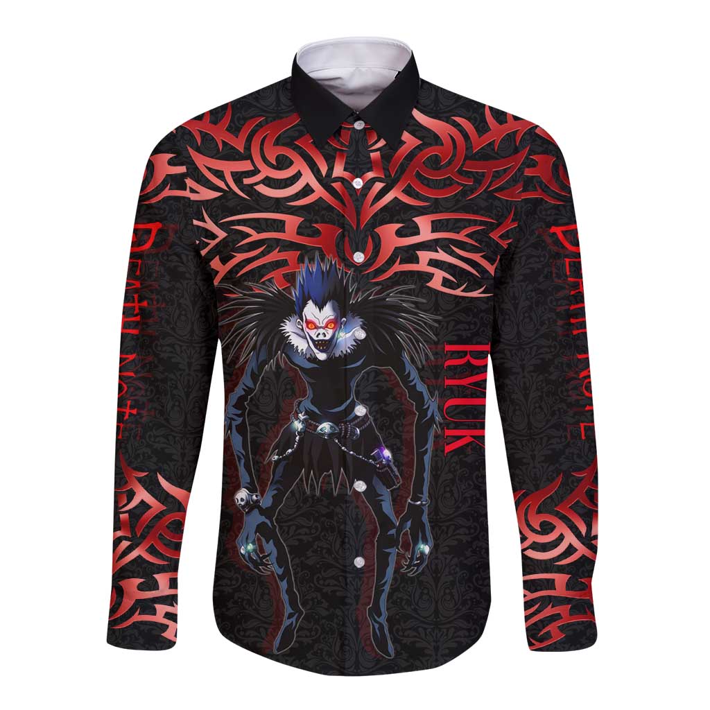 Ryuk Death Note Long Sleeve Button Shirt Death Note's Ryuk - Chaos, Apples & Darkness