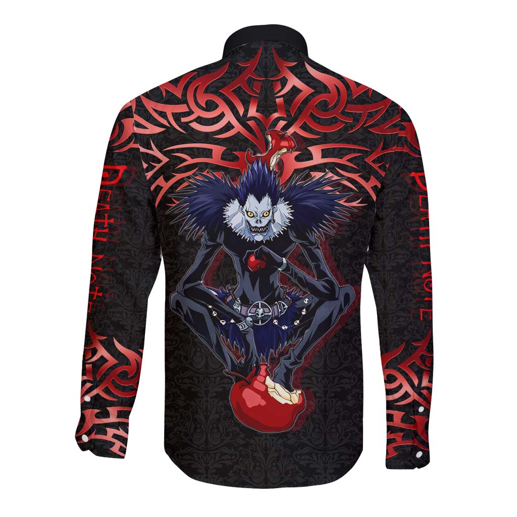 Ryuk Death Note Long Sleeve Button Shirt Death Note's Ryuk - Chaos, Apples & Darkness