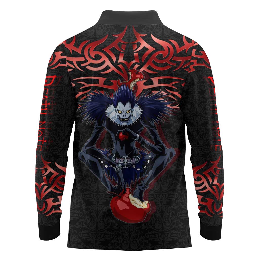 Ryuk Death Note Long Sleeve Polo Shirt Death Note's Ryuk - Chaos, Apples & Darkness