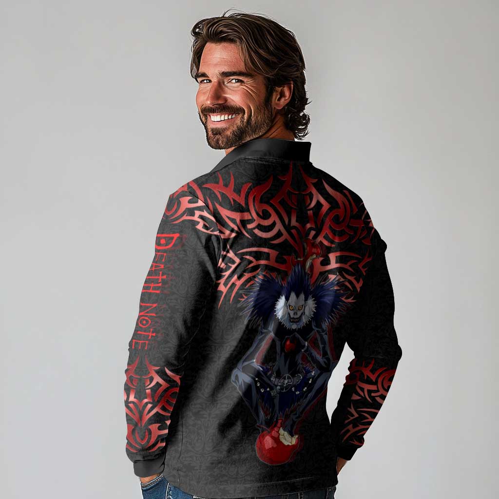 Ryuk Death Note Long Sleeve Polo Shirt Death Note's Ryuk - Chaos, Apples & Darkness