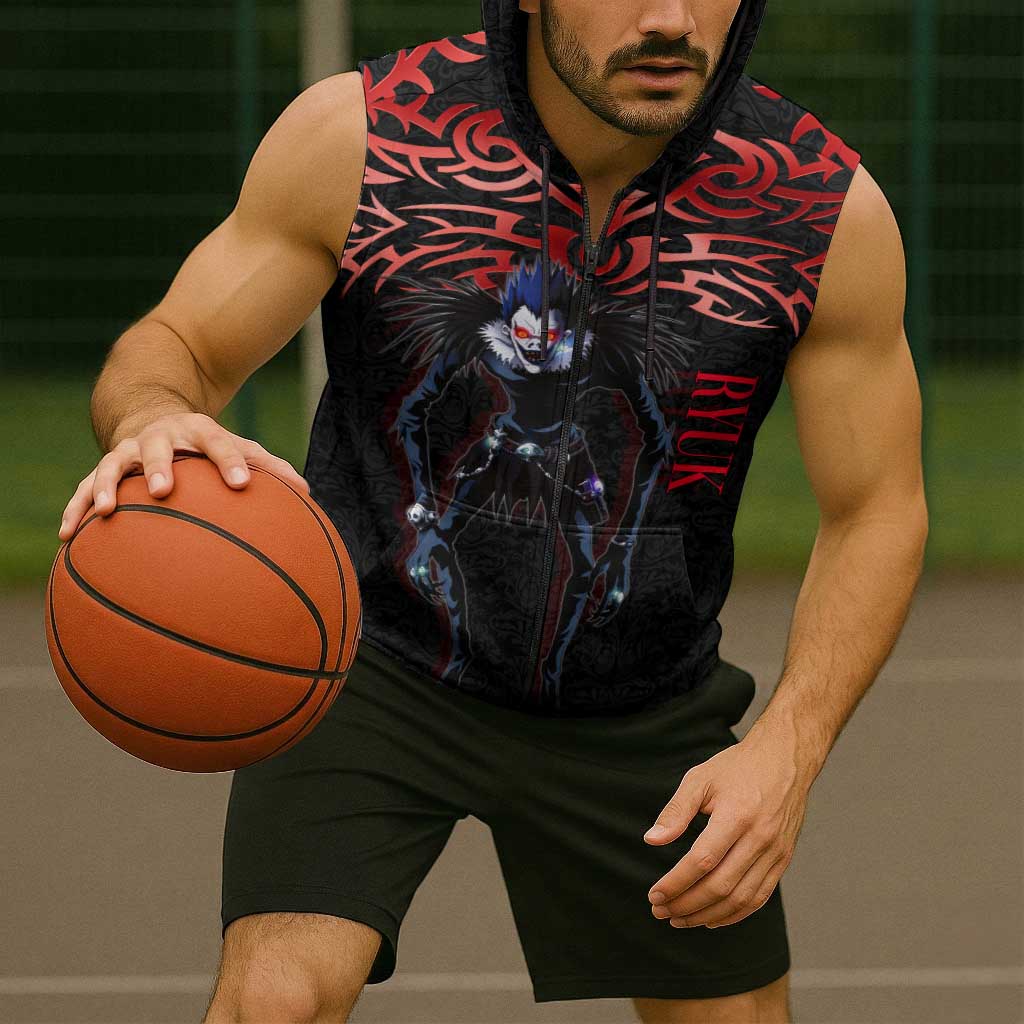 Ryuk Death Note Sleeveless Zip Hoodie Death Note's Ryuk - Chaos, Apples & Darkness