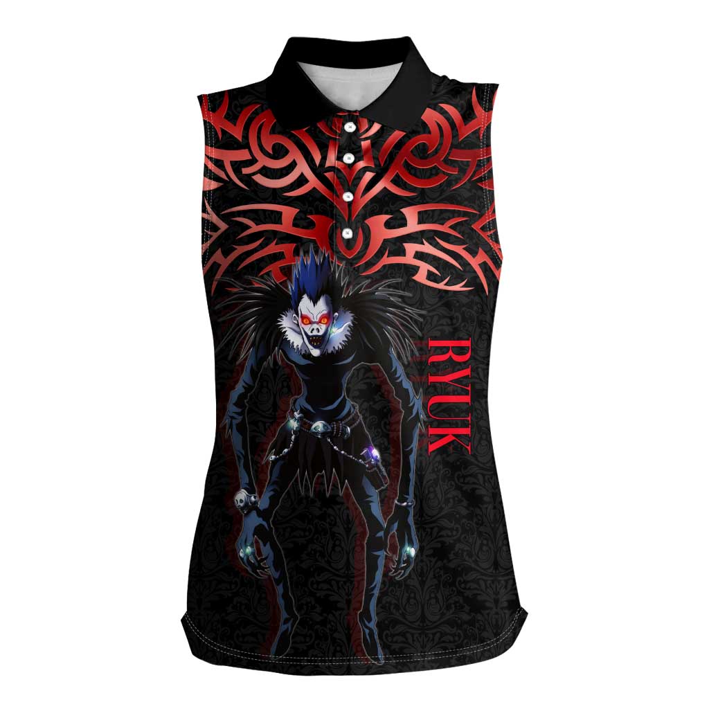 Ryuk Death Note Women Sleeveless Polo Shirt Death Note's Ryuk - Chaos, Apples & Darkness