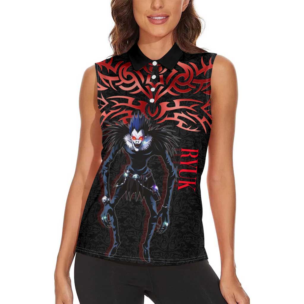 Ryuk Death Note Women Sleeveless Polo Shirt Death Note's Ryuk - Chaos, Apples & Darkness