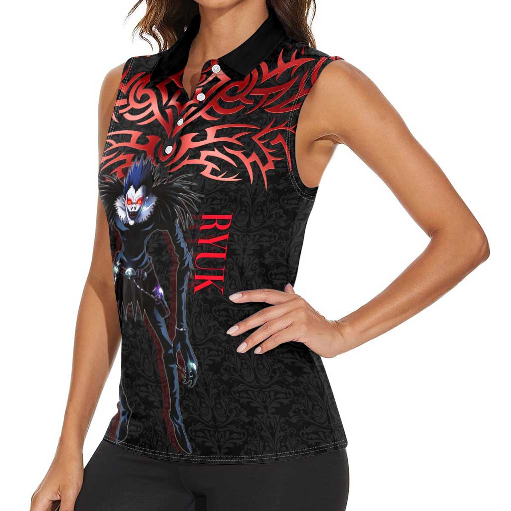 Ryuk Death Note Women Sleeveless Polo Shirt Death Note's Ryuk - Chaos, Apples & Darkness
