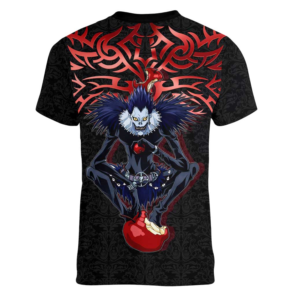 Ryuk Death Note Women V-Neck T-Shirt Death Note's Ryuk - Chaos, Apples & Darkness