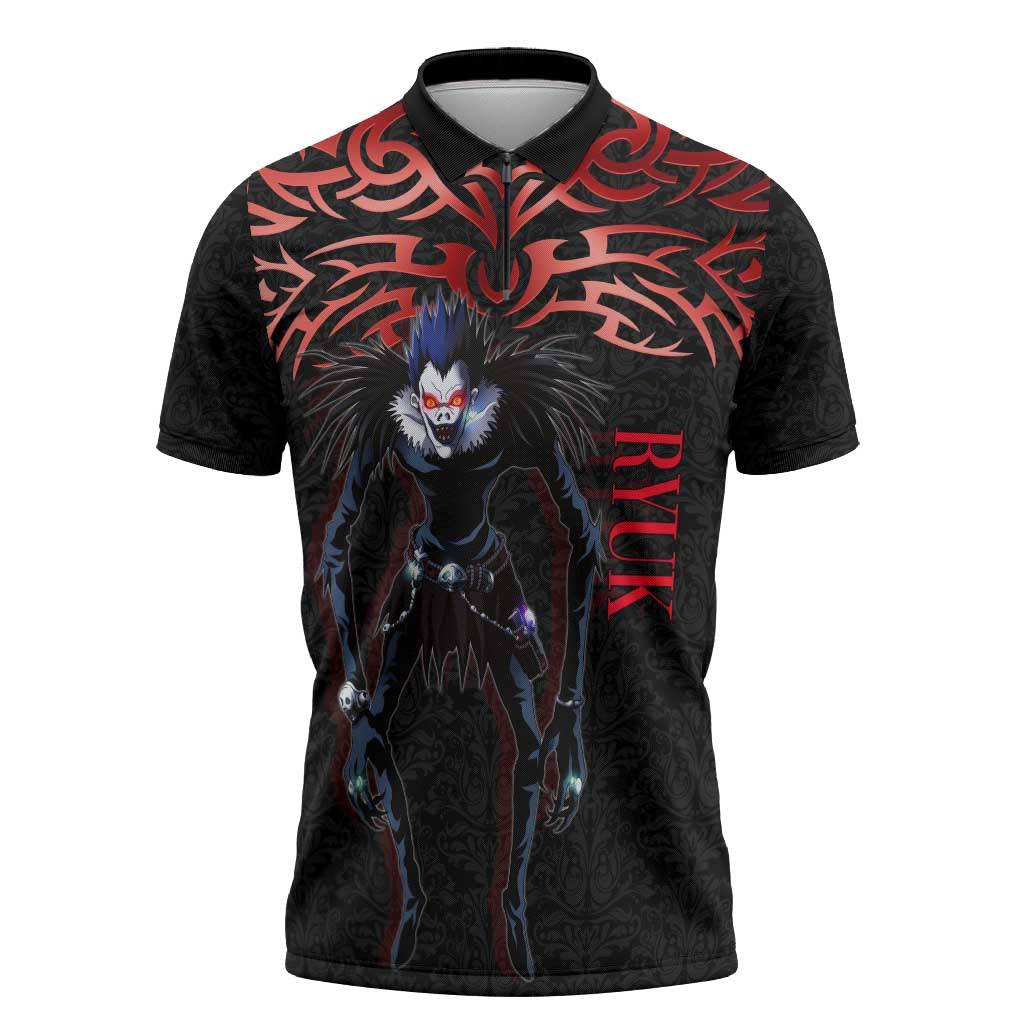 Ryuk Death Note Zipper Polo Shirt Death Note's Ryuk - Chaos, Apples & Darkness