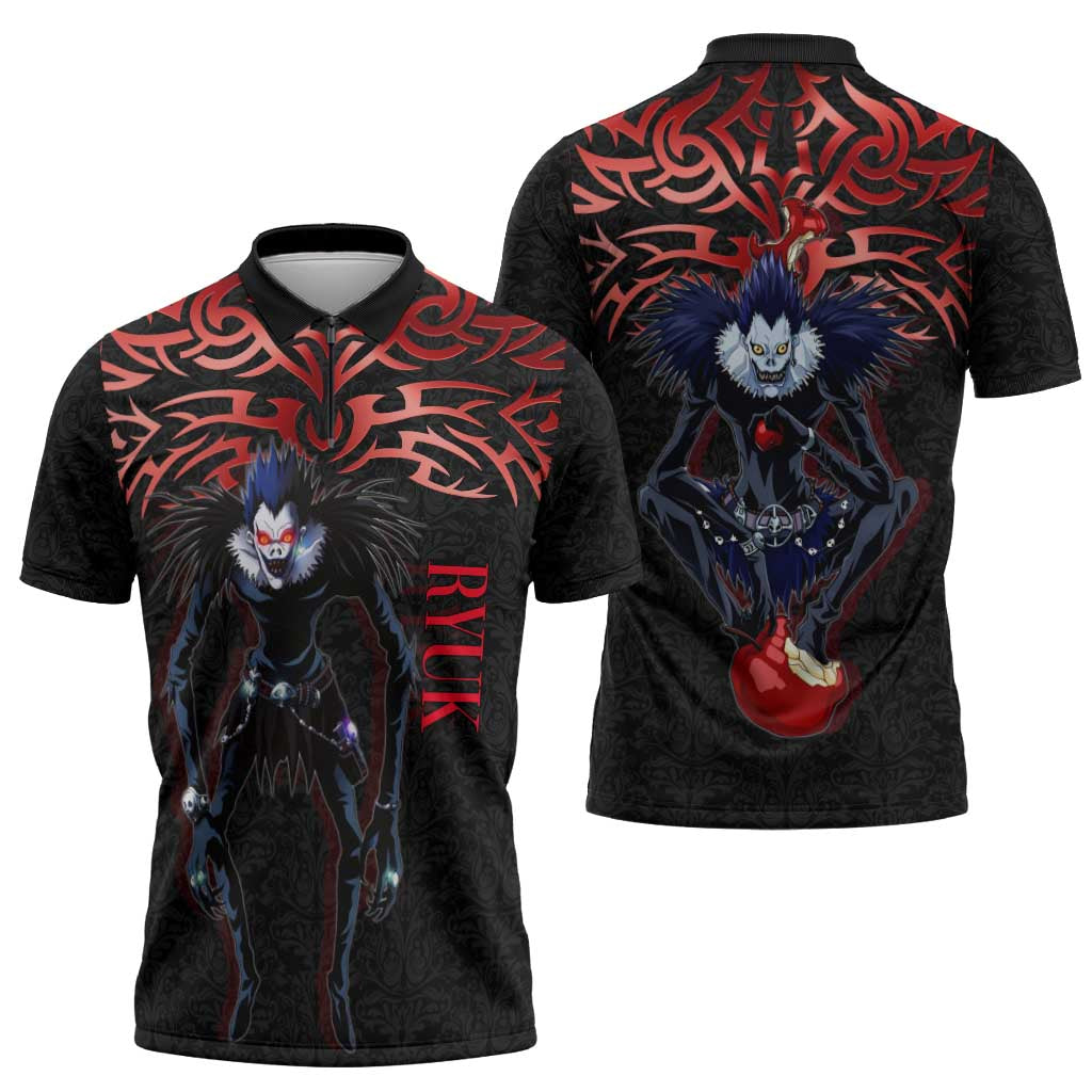 Ryuk Death Note Zipper Polo Shirt Death Note's Ryuk - Chaos, Apples & Darkness