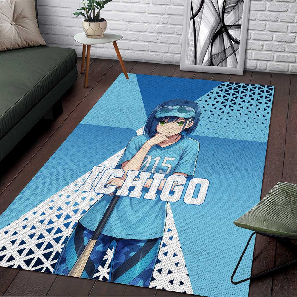 Ichigo Area Rug Cool Blue Baseball Anime Style