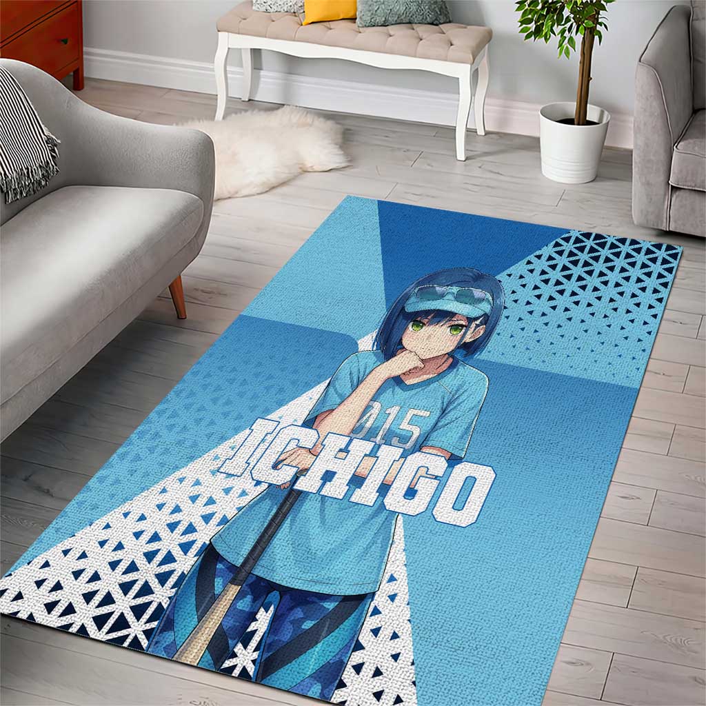 Ichigo Area Rug Cool Blue Baseball Anime Style