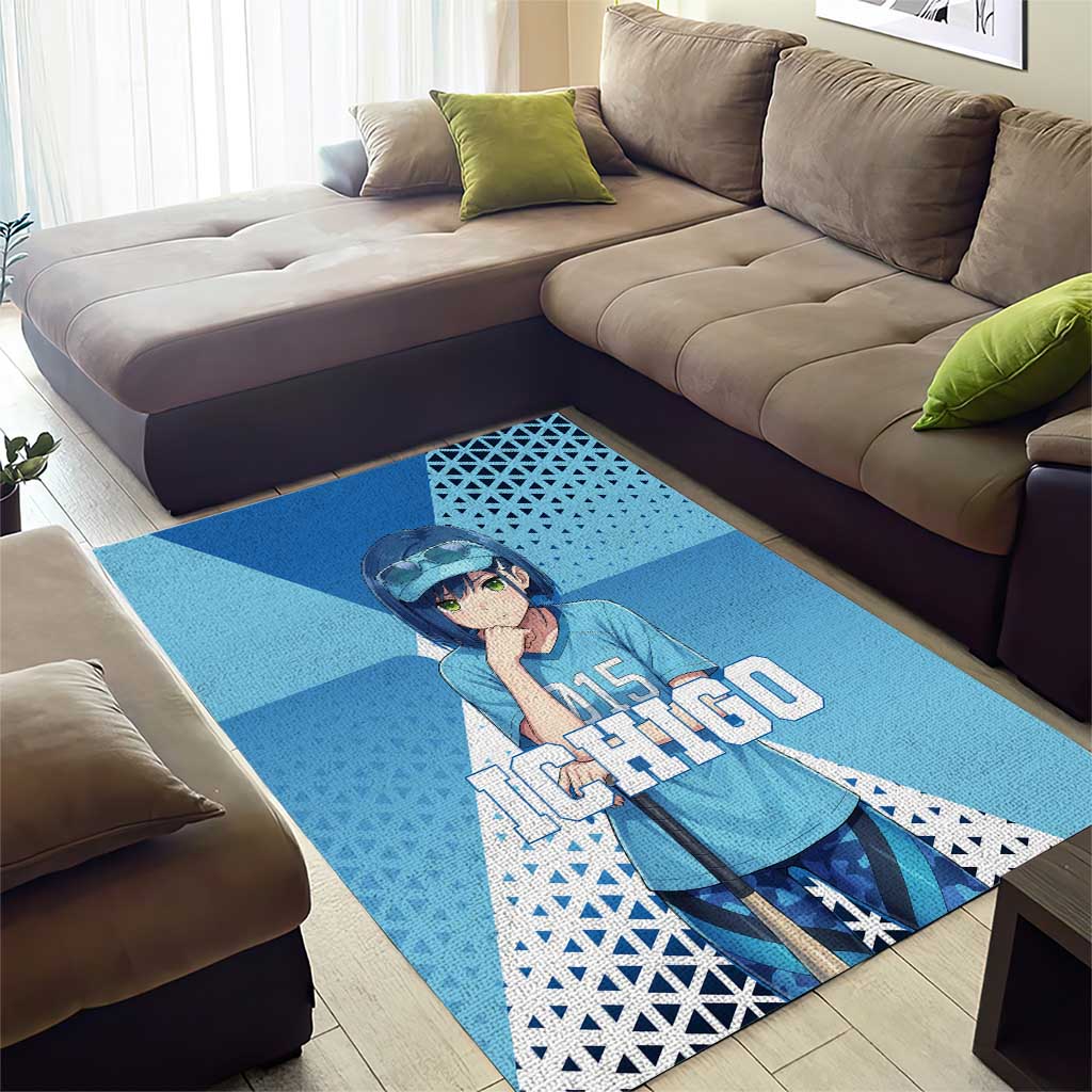 Ichigo Area Rug Cool Blue Baseball Anime Style